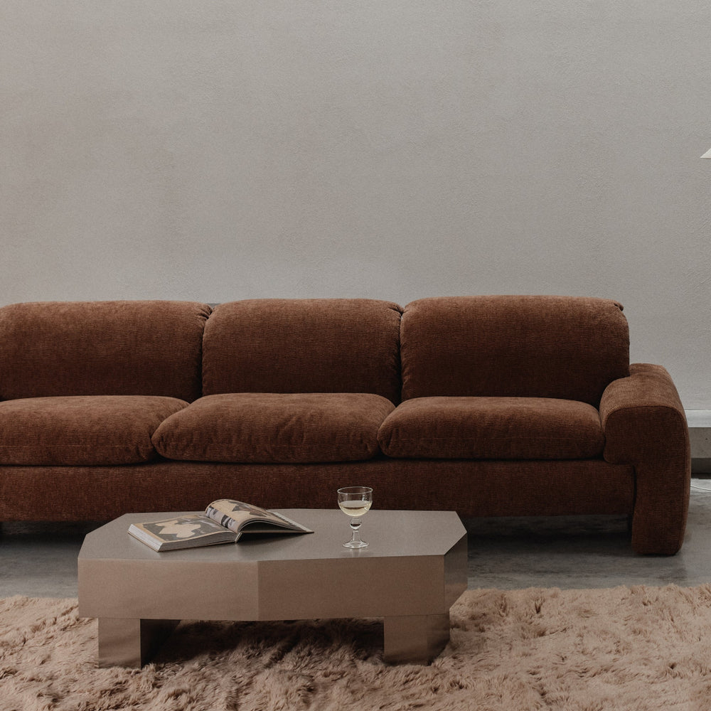 Winslow Sofa | Bark Brown Three-Seater Modern Fabric Couch & Lounge