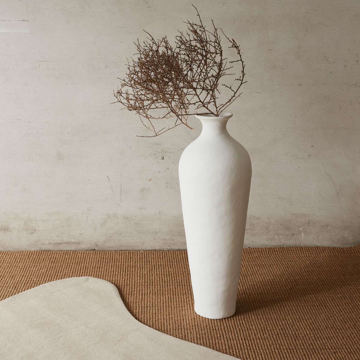 Roger Extra Large Statement White Ceramic Floor Vase