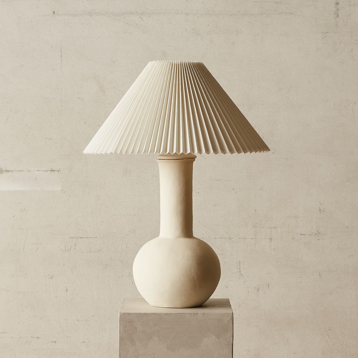 Table Lamp With Pleated Shade, Cream Table Lamp Shades
