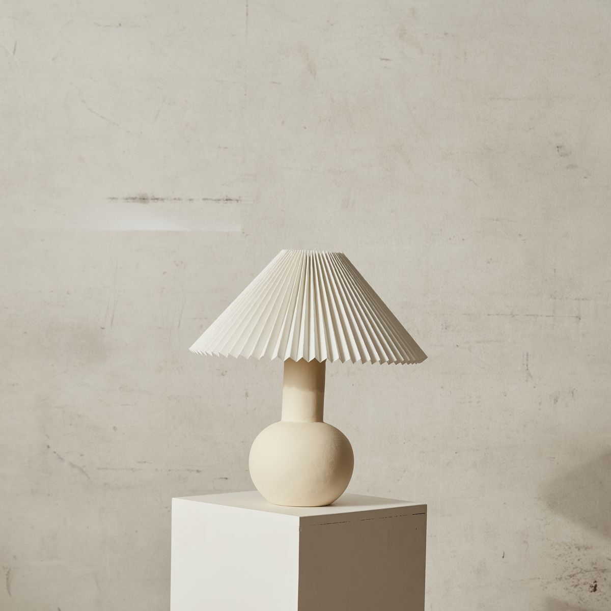 Iris Small Cream Ceramic Table Lamp with Pleated Lamp Shade | Mcmullin & co. Australia