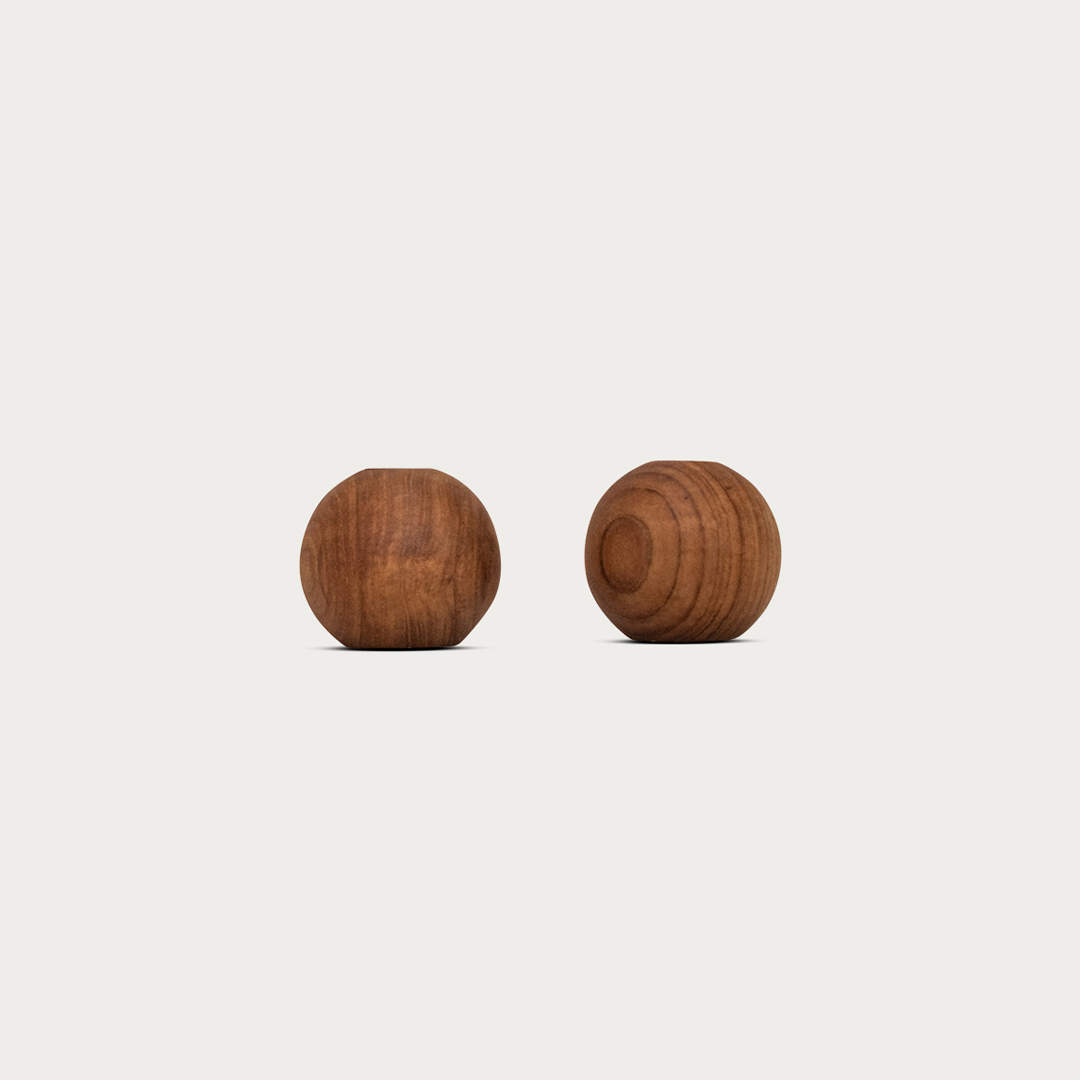 Teak Round Candle Holder - image 1