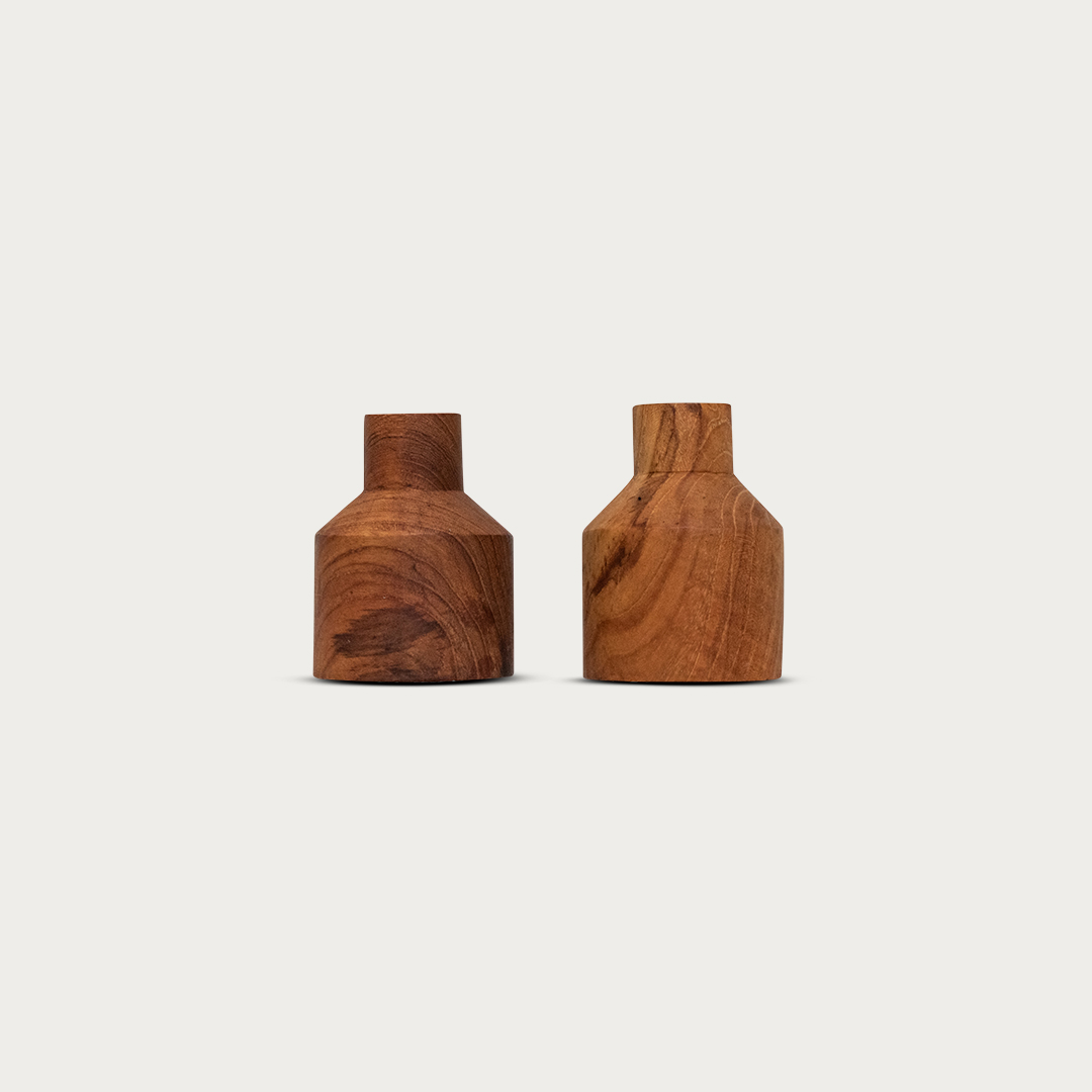 Teak Candle Sticks - image 1