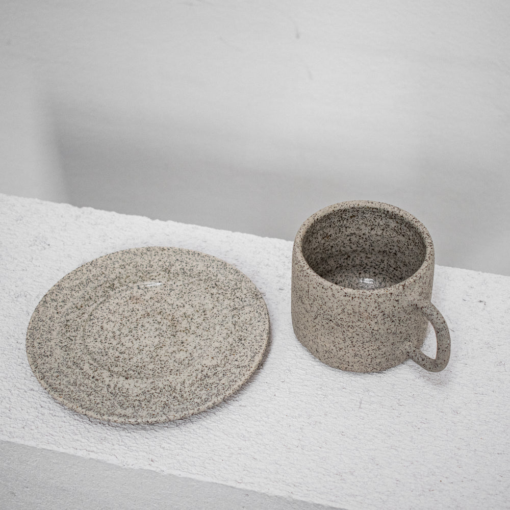 Handmade Speckle Ceramic Mug & Saucer