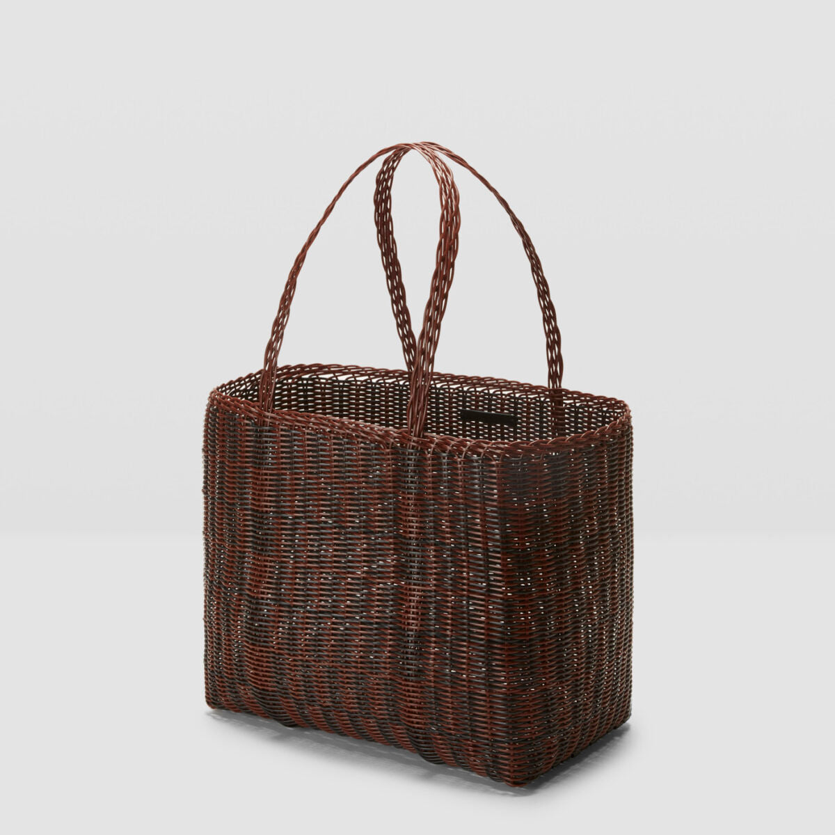 Palorosa Quadretti Basket Bag | Medium Chocolate + Black - image 3