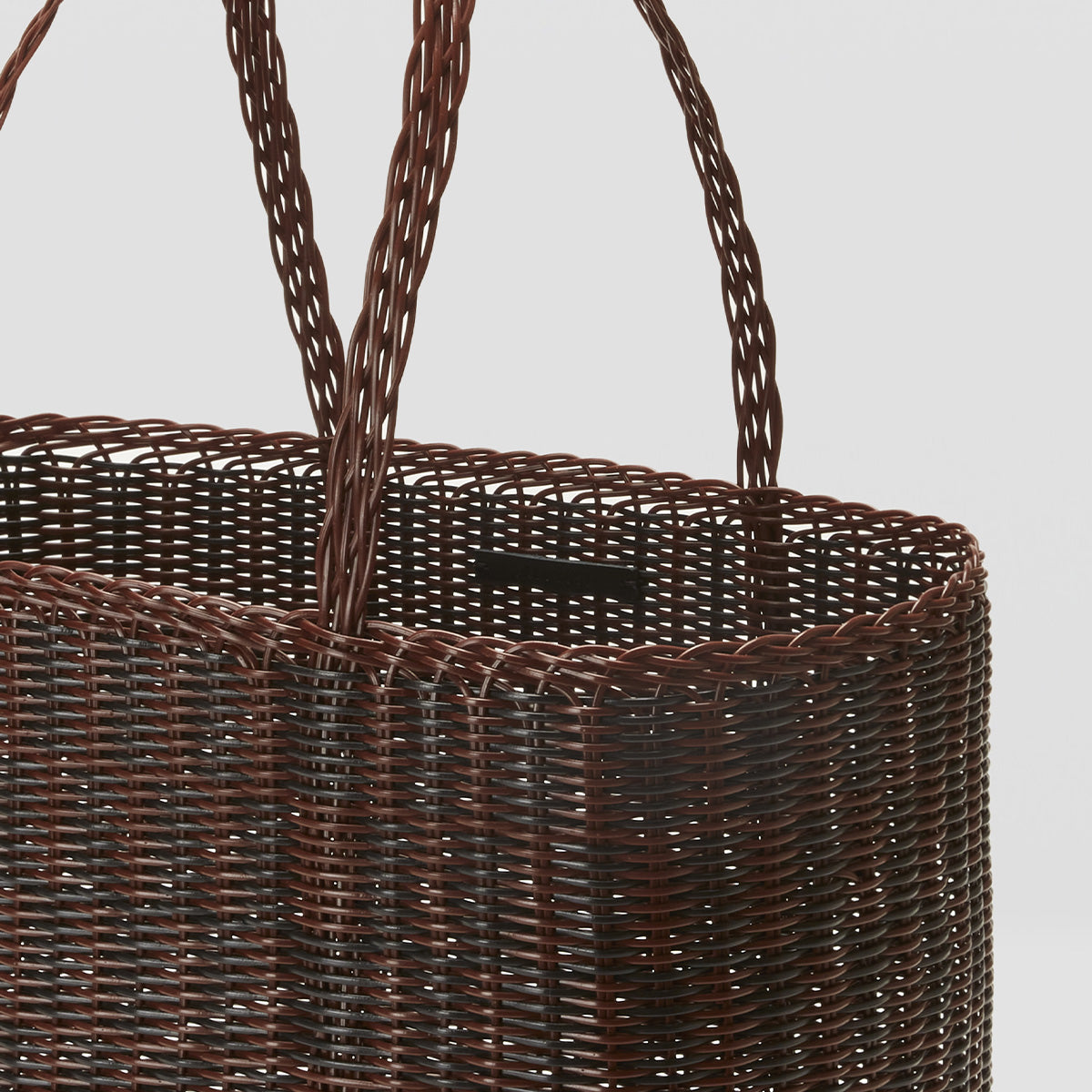 Palorosa Quadretti Basket Bag | Medium Chocolate + Black - image 7