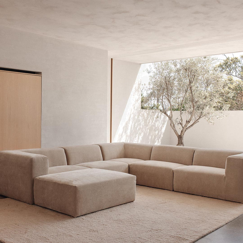 Uma Modular Sofa | Ottoman | Velvet Ecru