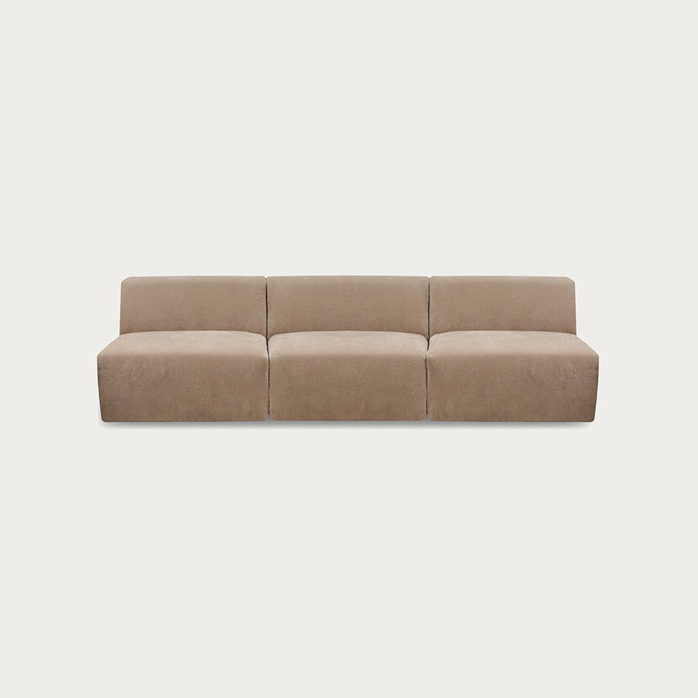 Uma Modular Sofa | 3 Piece Armless | Velvet Ecru