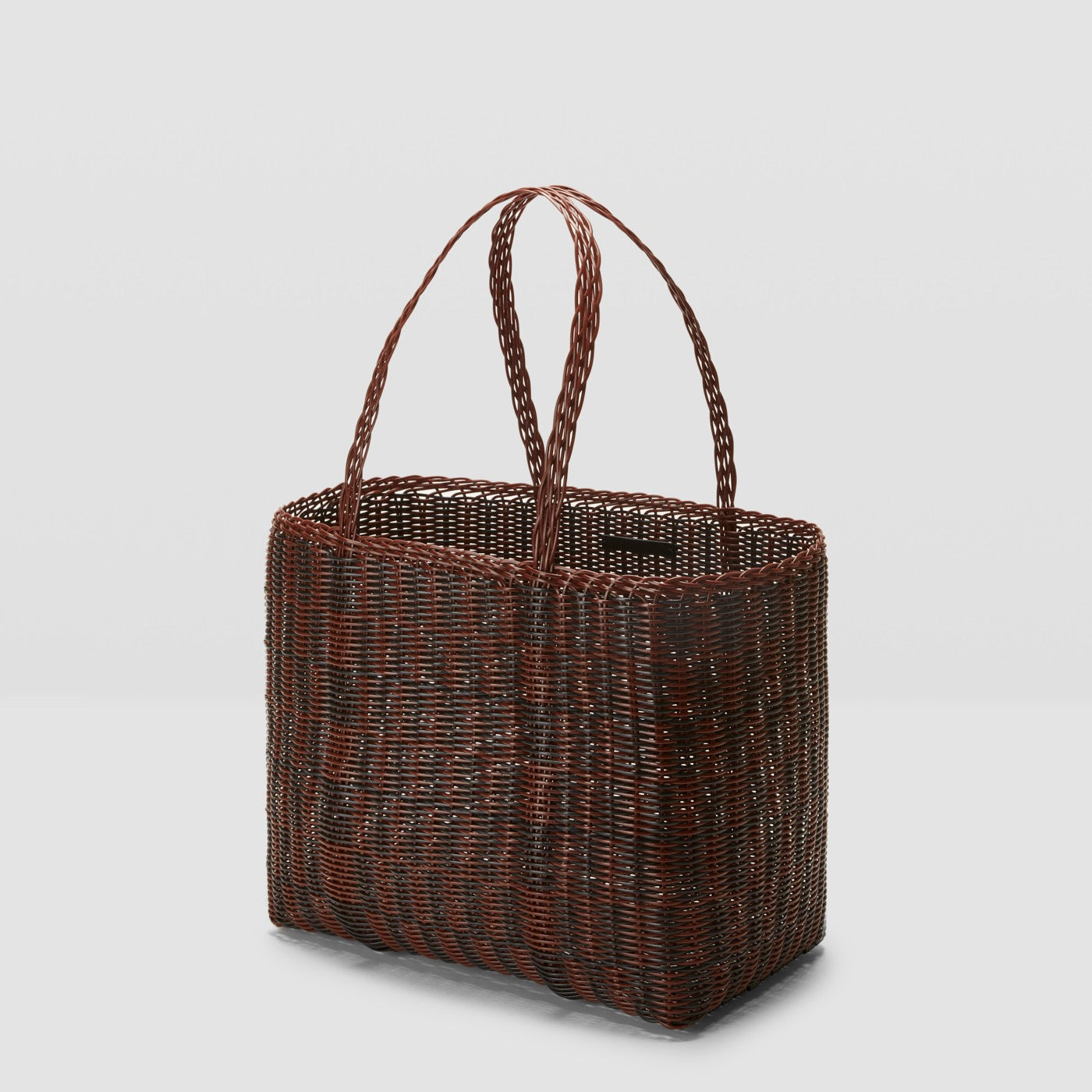 Palorosa Quadretti Basket Bag | Medium Chocolate + Black - image 6
