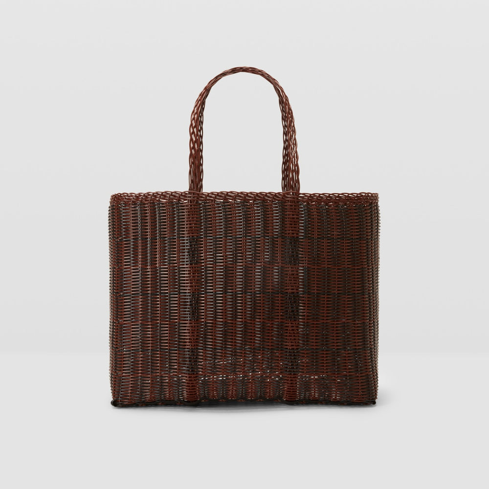 Palorosa Quadretti Basket Bag  | Large Chocolate + Black