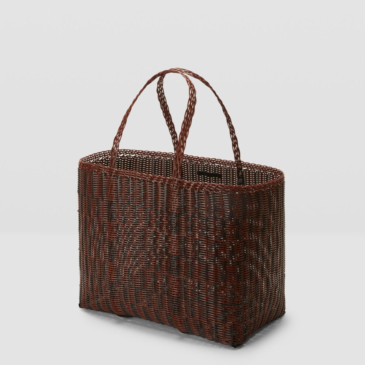 Palorosa Quadretti Basket Bag  | Large Chocolate + Black - image 6