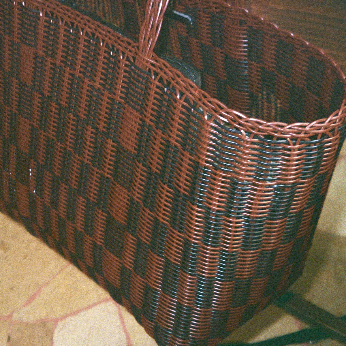 Palorosa Quadretti Basket Bag  | Large Chocolate + Black - image 7